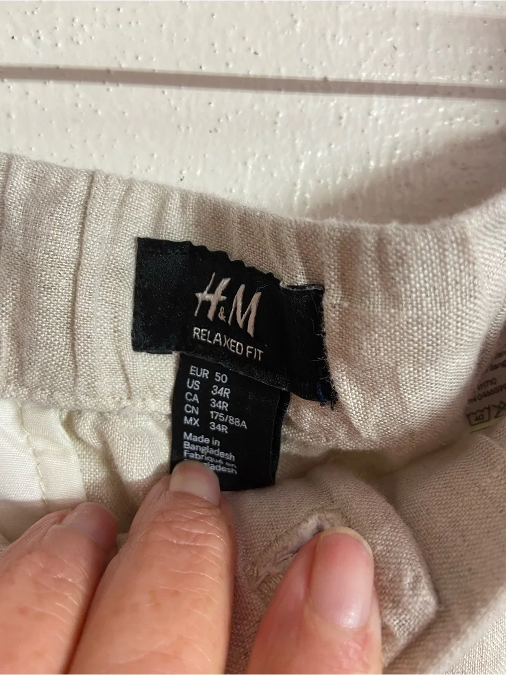 H&M Linen Drawstring Pants - Natural Cream